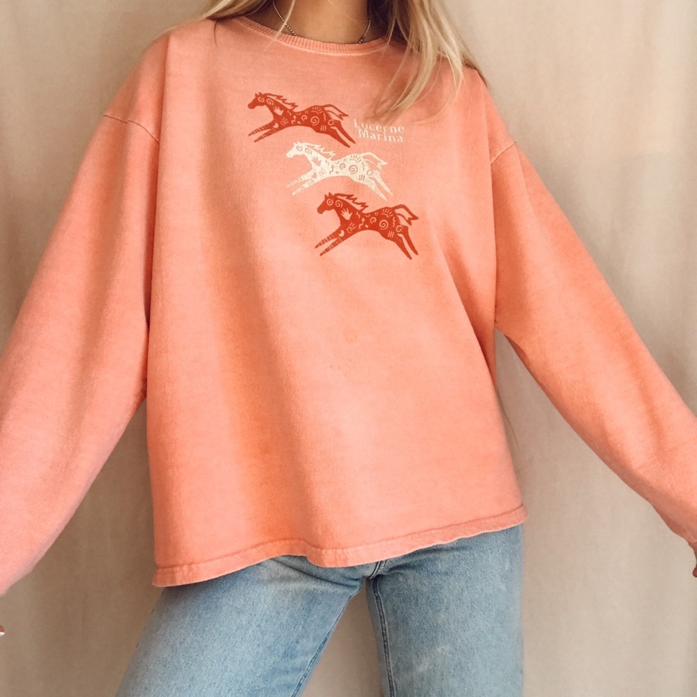 pink horse crewneck